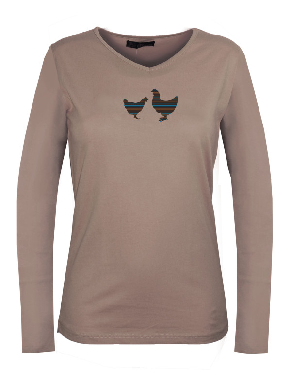 Tee-shirt NAPOLI2 beige col V sérigraphie coton femme