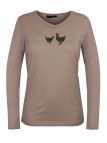 Tee-shirt NAPOLI2 beige col V sérigraphie coton femme
