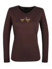 Tee-shirt NAPOLI4 marron col V sérigraphie coton femme