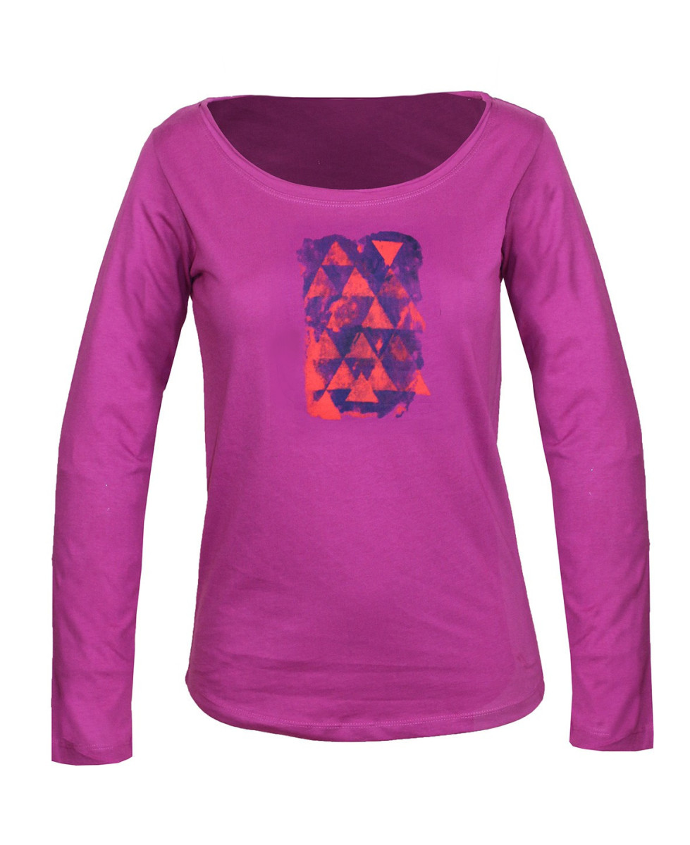 Tee-shirt NEON1 fushia col U sérigraphie coton femme