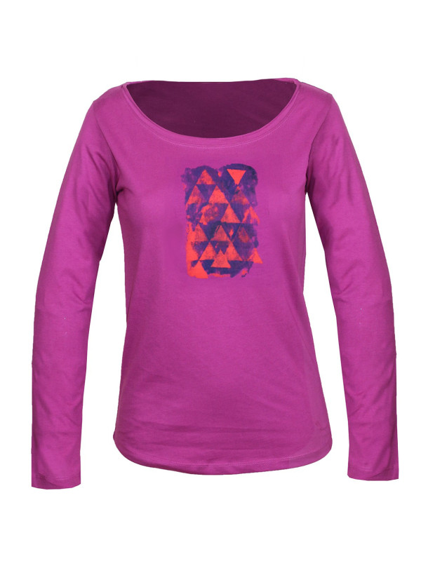 Tee-shirt NEON1 fushia col U sérigraphie coton femme