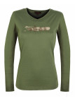 Tee-shirt NERVAL4 olive col V sérigraphie coton femme
