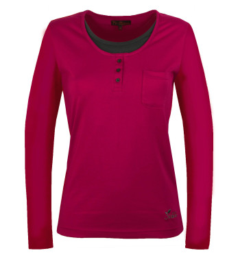 Tee shirt femme 2 en 1 bicolore violet/gris coton chic