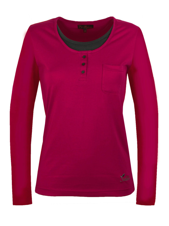 Tee shirt femme 2 en 1 bicolore violet/gris coton chic