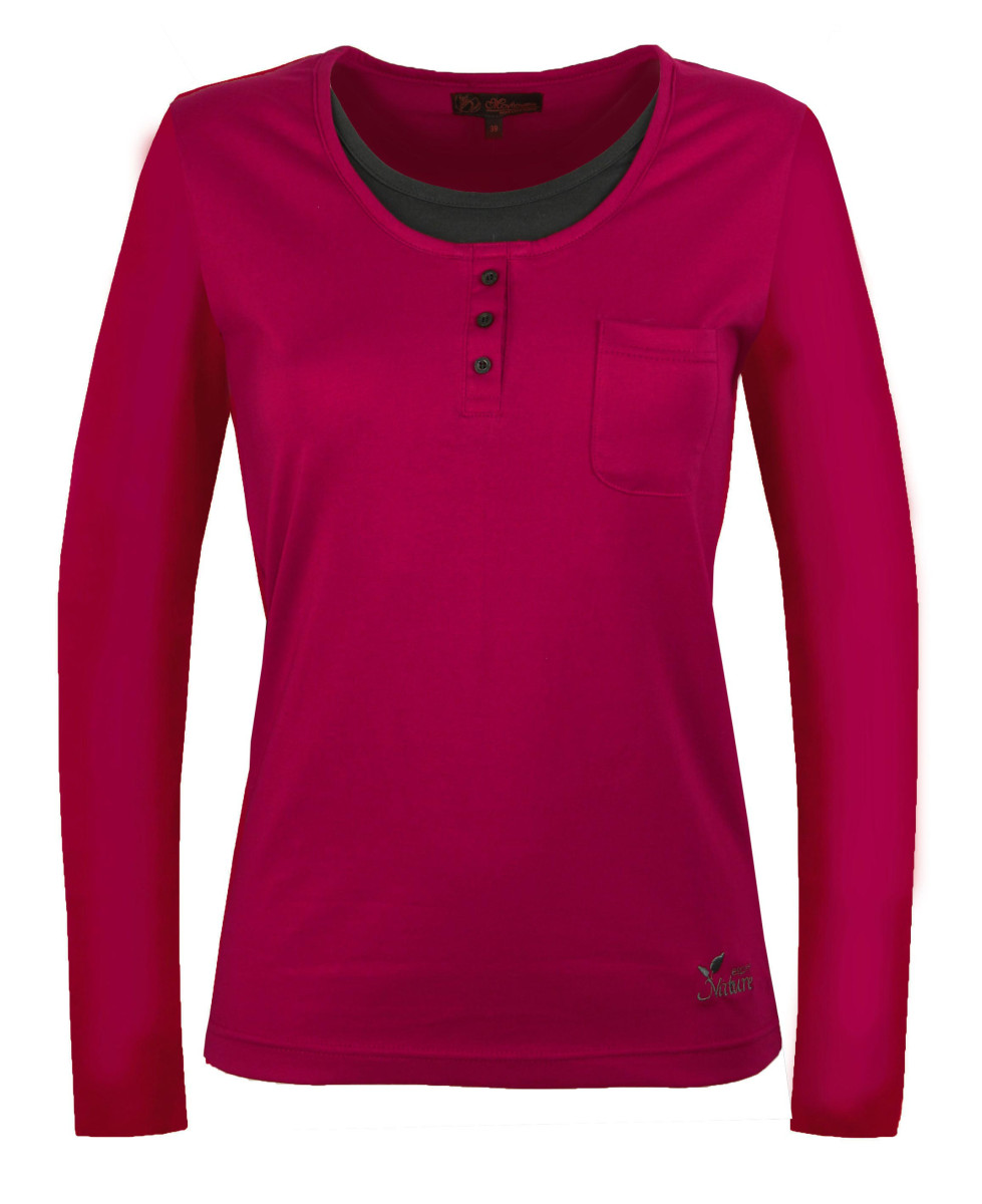 Tee shirt femme 2 en 1 bicolore violet/gris coton chic