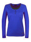 Tee shirt femme 2 en 1 bleu/gris coton – Style bicolore chic