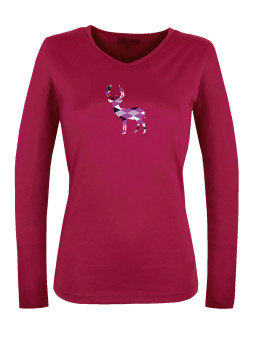 Tee shirt femme col V purple coton – Sérigraphie tendance