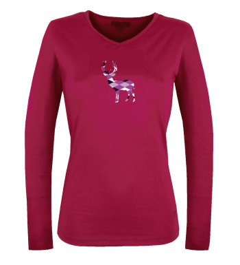 Tee shirt femme col V purple coton – Sérigraphie tendance