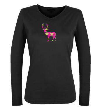 Tee shirt femme noir col V coton – Sérigraphie élégante