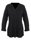 Tunique noire femme, tissu dévoré, col ouvert & manches modulables