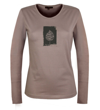 Tee shirt femme orange manches longues coton – Style sérigraphié