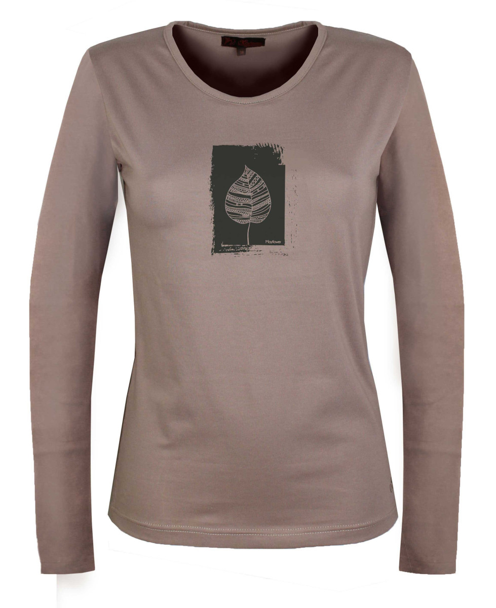 Tee shirt femme orange manches longues coton – Style sérigraphié