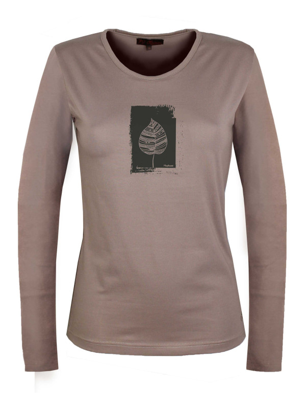 Tee shirt femme orange manches longues coton – Style sérigraphié