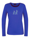 Tee shirt femme bleu manches longues coton – Sérigraphie stylée
