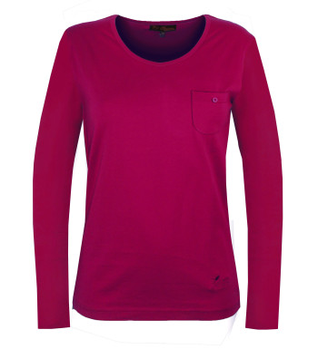 Tee shirt femme purple manches longues, poche poitrine coton