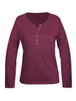 Tee-shirt femme prune coton flammé – Patte boutonnée chic