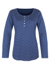 Tee-shirt femme bleu imprimé – Col rond, confort coton stretch