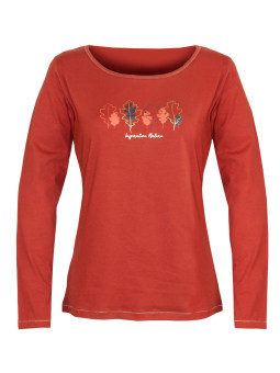 Tee-shirt femme orange Lurex – Maille jersey & sérigraphie chic