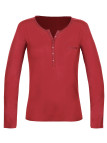 Tee-shirt femme rouge col tunisien satin – Jersey stretch chic