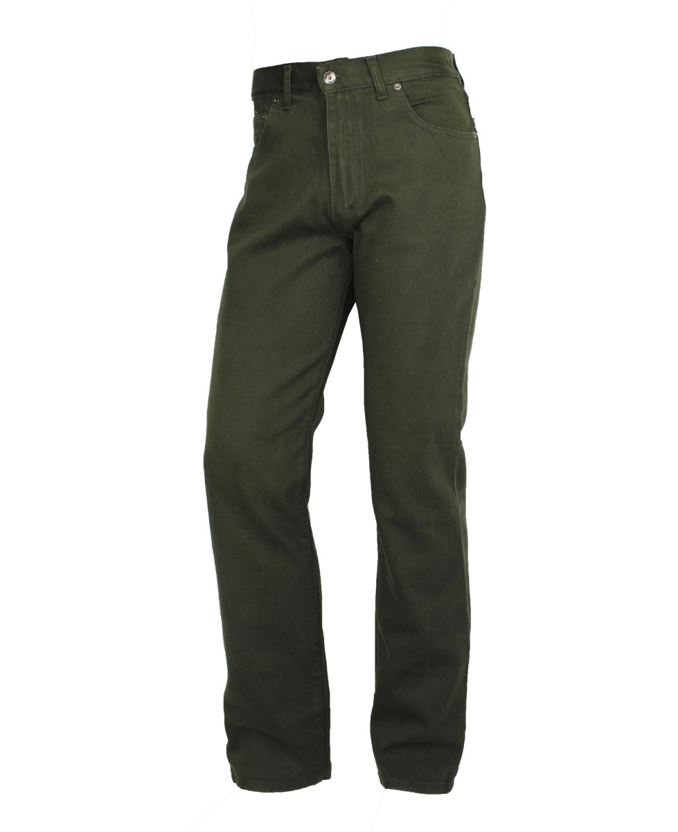 Jean homme CHALLENGER vert kaki coton – coupe confort MIAMI