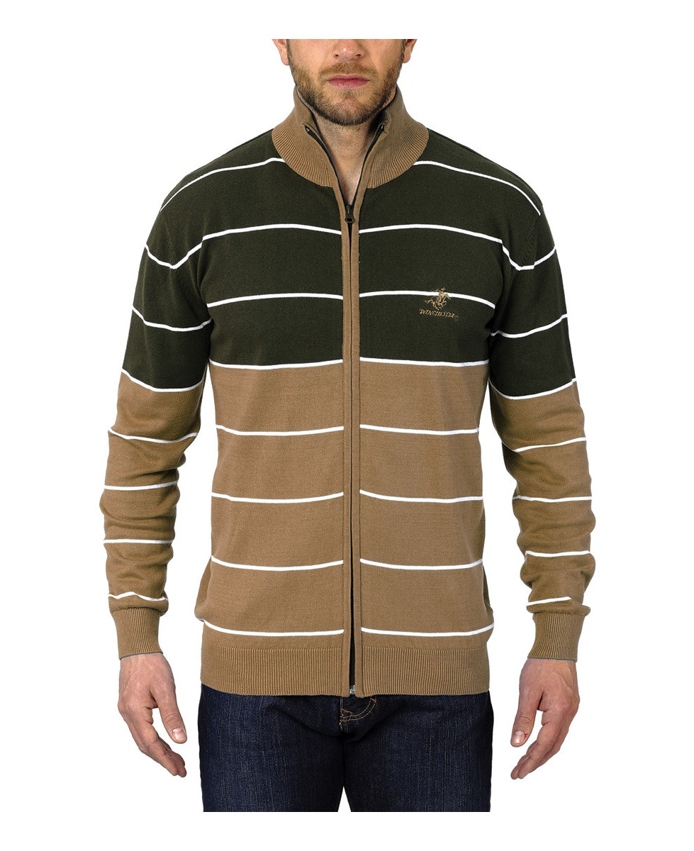 Cardigan full zip WINCHESTER PACINO1 – Beige/Marron chic
