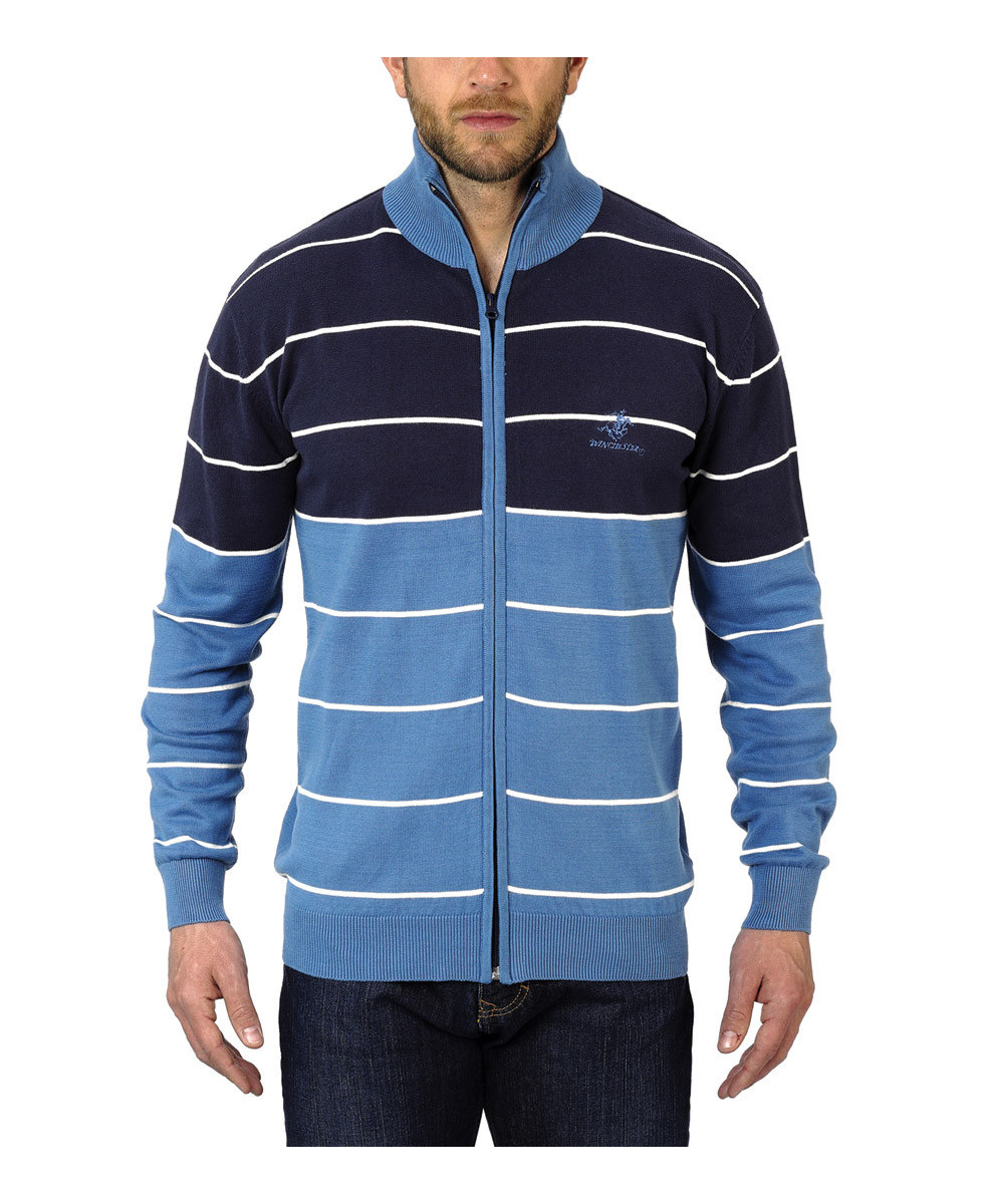 Cardigan full zip WINCHESTER PACINO2 – Bleu marine chic