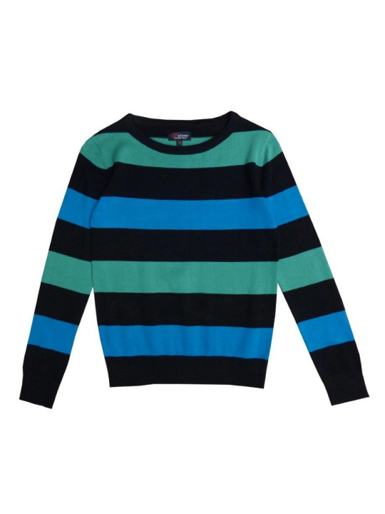 Pull large rayure femme PAGODE2N – Coton noir/bleu/vert