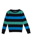 Pull large rayure femme PAGODE2N – Coton noir/bleu/vert