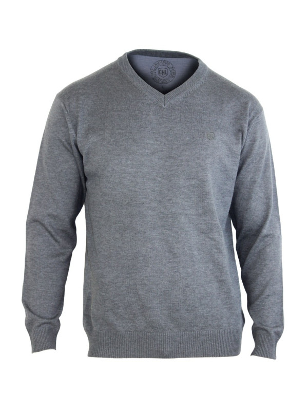 Pull col V homme CHALLENGER PALAIS3 – Gris confort et style
