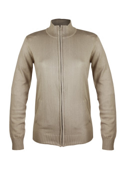 Gilet femme beige PALMIRA1 – Zippé, col montant, coton
