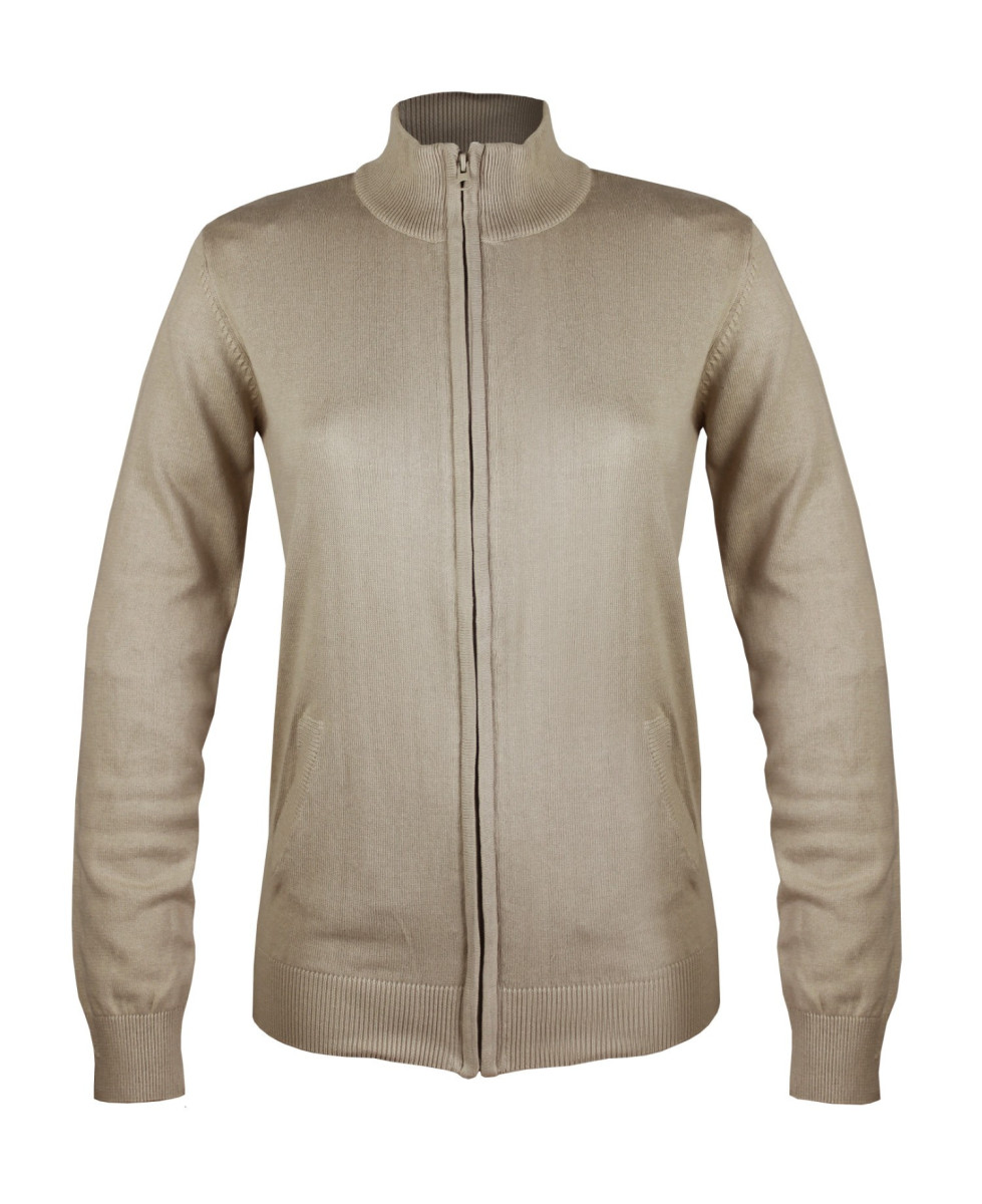 Gilet femme beige PALMIRA1 – Zippé, col montant, coton