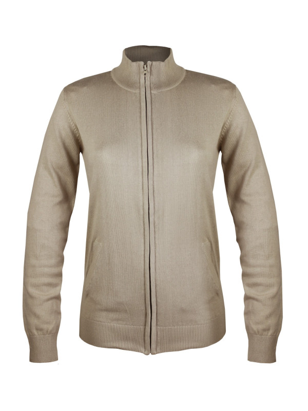 Gilet femme beige PALMIRA1 – Zippé, col montant, coton