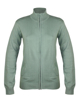 Gilet femme vert PALMIRA2 – Zippé coton, col montant chic