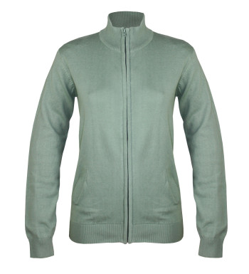 Gilet femme vert PALMIRA2 – Zippé coton, col montant chic