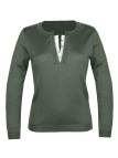 Pull liseret bouton kaki PAPAYE1K femme – Chic confort