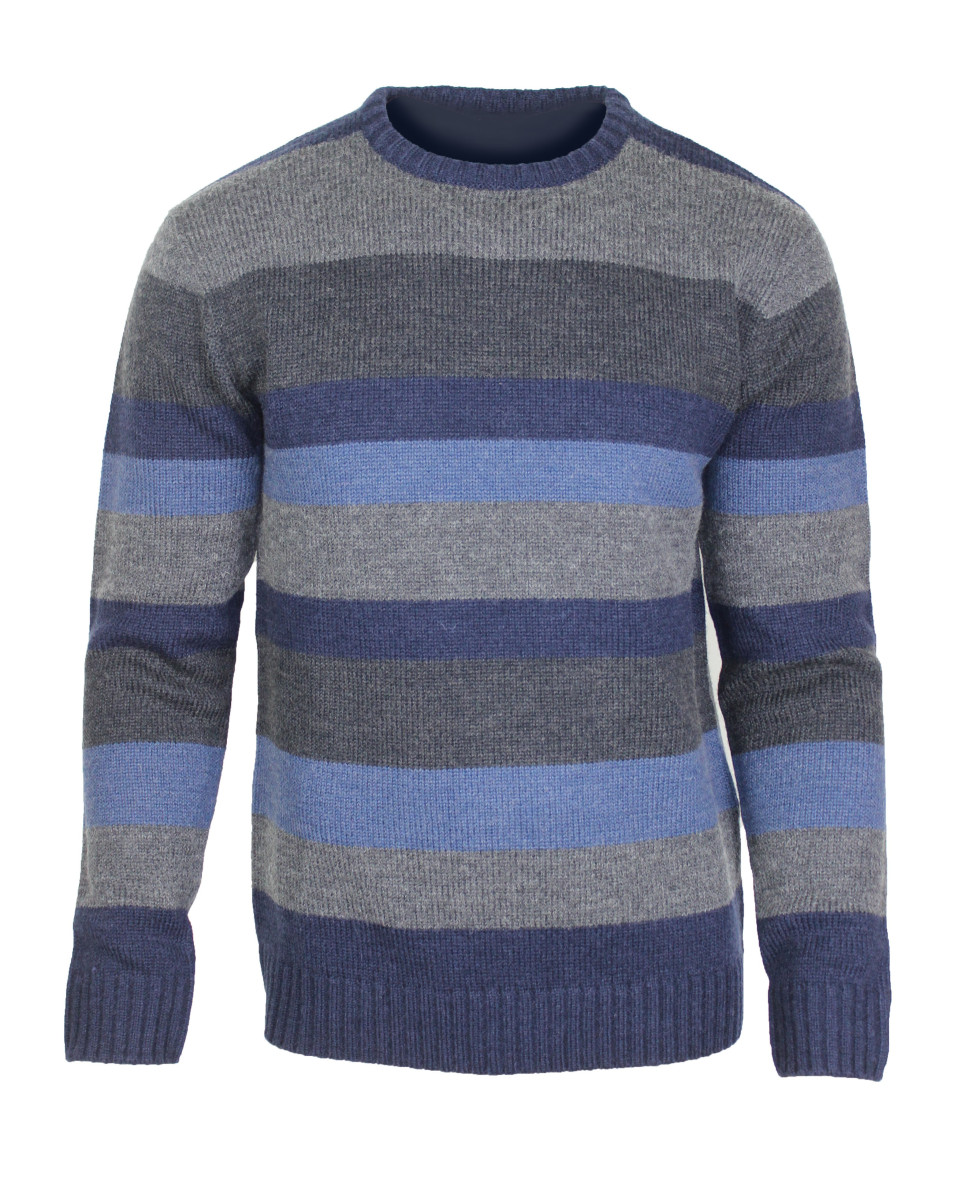 Pull Homme CHALLENGER PECARI1 – Col Rond Rayures Bleu Marine