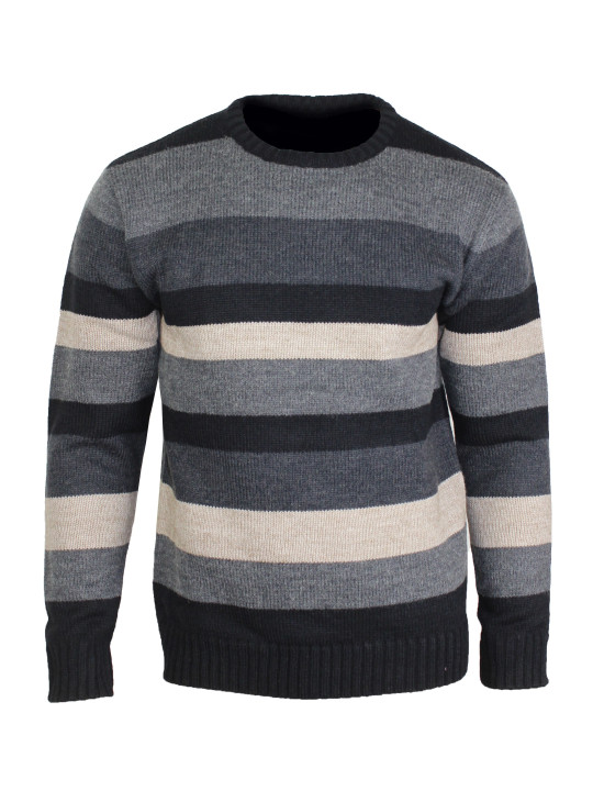 Pull Homme CHALLENGER PECARI2 – Col Rond Rayures Beige Marine