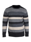 Pull Homme CHALLENGER PECARI2 – Col Rond Rayures Beige Marine