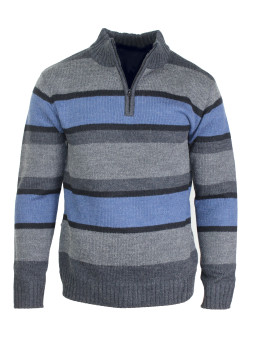 Pull col montant zippé CHALLENGER PENALTY1 – Bleu/Gris