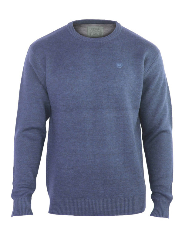 Pull col rond homme CHALLENGER PEROU1 bleu marine chaud et confortable