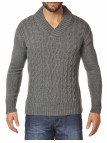 Pull Homme WINCHESTER PILOT1 – Torsades Col Croisé Gris