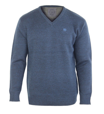 Pull col V homme CHALLENGER – Bleu Marine, chaud et élégant PINSON1