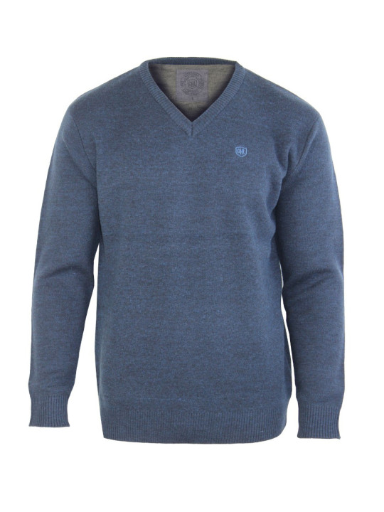 Pull col V homme CHALLENGER – Bleu Marine, chaud et élégant PINSON1