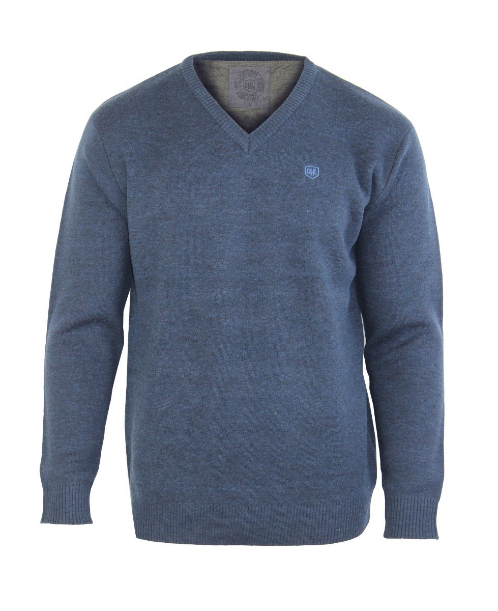 Pull col V homme CHALLENGER – Bleu Marine, chaud et élégant PINSON1