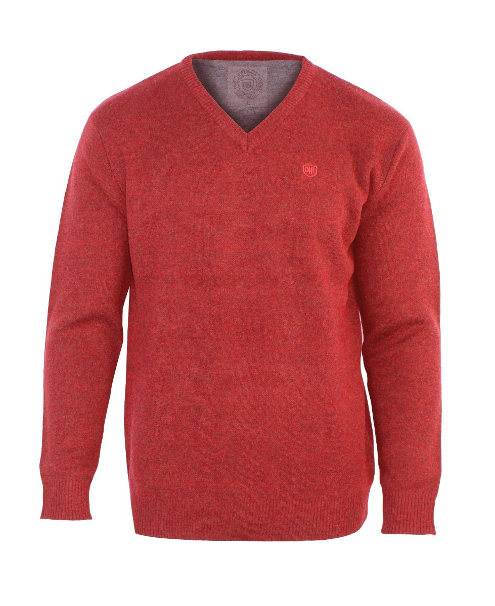 Pull col V homme CHALLENGER – Rouge, chaud et élégant PINSON1