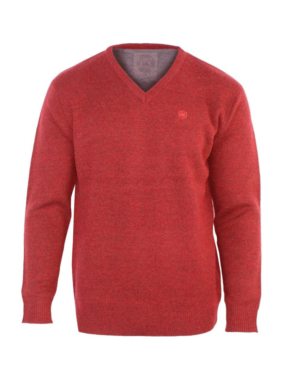 Pull col V homme CHALLENGER – Rouge, chaud et élégant PINSON1