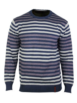 Pull homme WINCHESTER PIRATE1 rayé coton bleu marine gris