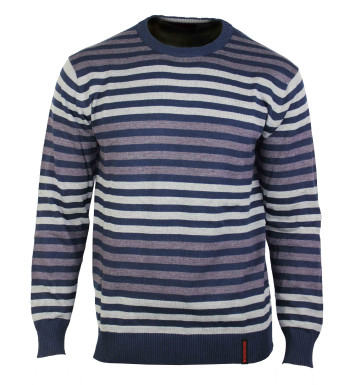 Pull homme WINCHESTER PIRATE1 rayé coton bleu marine gris