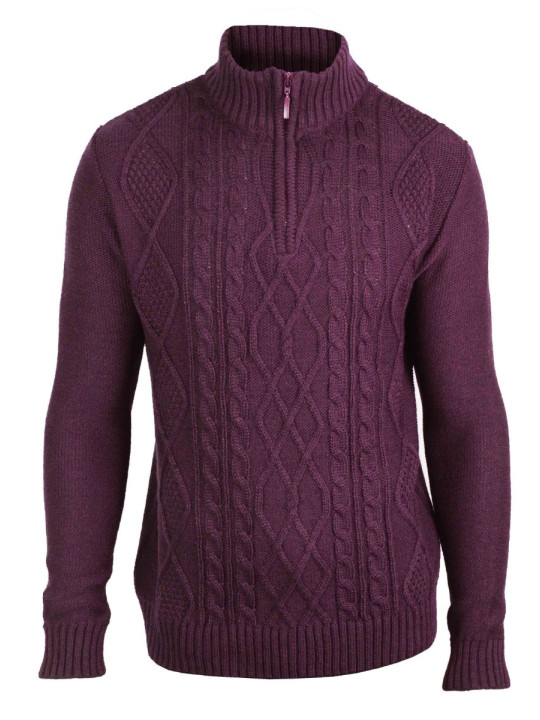 Pull à torsades WINCHESTER PIXEL1 – Violet chaud et élégant