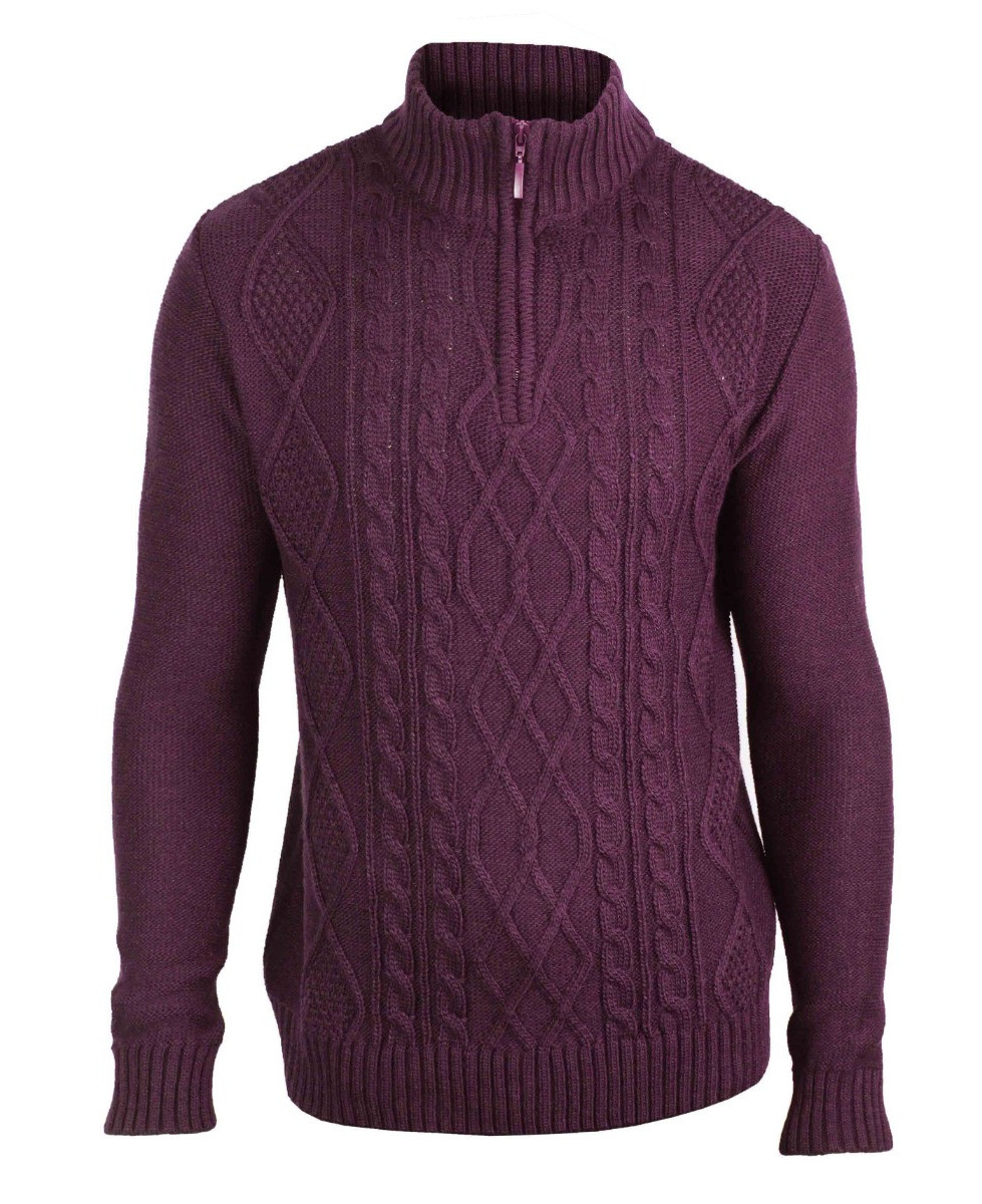 Pull à torsades WINCHESTER PIXEL1 – Violet chaud et élégant